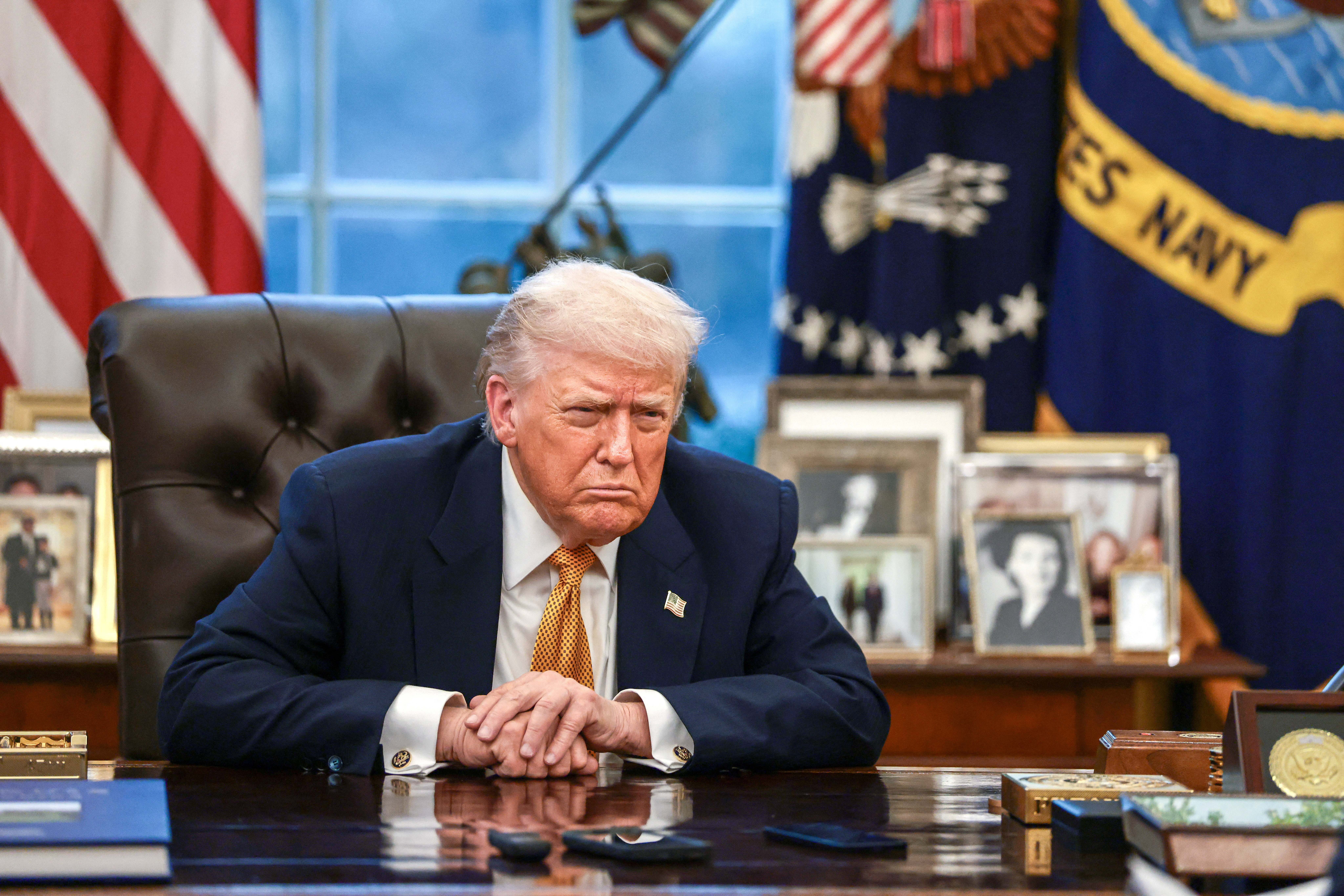 U.S. President Donald Trump is interviewed by Reuters White House correspondent Steve Holland (not pictured) during an exclusive interview in the Oval Office in the White House in Washington, D.C., U.S., January 14, 2026. Reuters Connect via Evelyn Hockstein