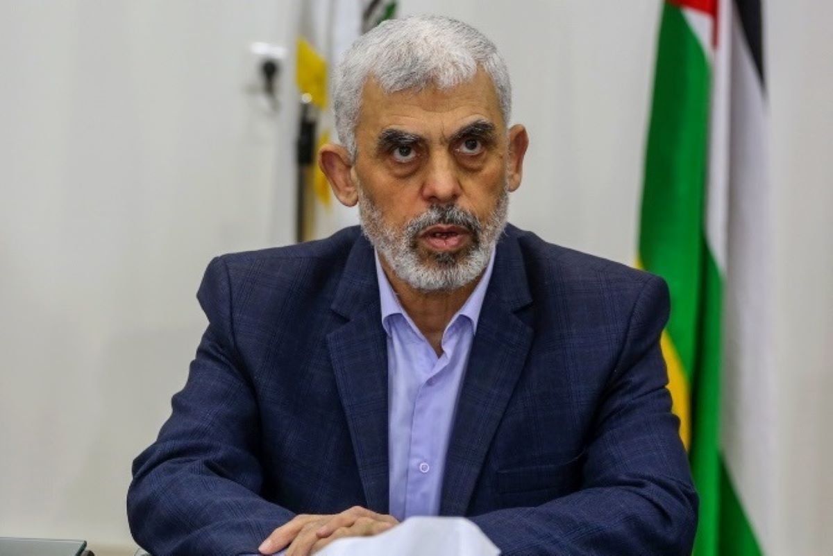 Yahya Sinwar leader of the  Hamas terrorist organization at Hamas President's office in Gaza City, on April 13, 2022 (Photo: Attia Muhammed/Flash90).