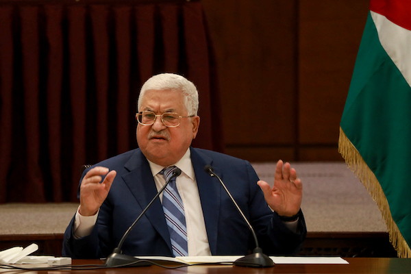 Palestinian Authority President Mahmoud Abbas speaks during a meeting of the Palestinian leadership in Ramallah