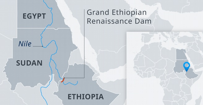 Map showing the location of the Grand Ethiopian Renaissance Dam (Image: Wikimedia Commons)