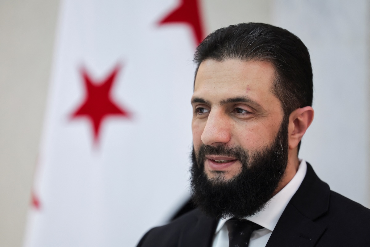 Syria’s President Ahmed al-Sharaa attends an interview with Reuters at the presidential palace, in Damascus, Syria March 10, 2025. REUTERS/Khalil Ashawi