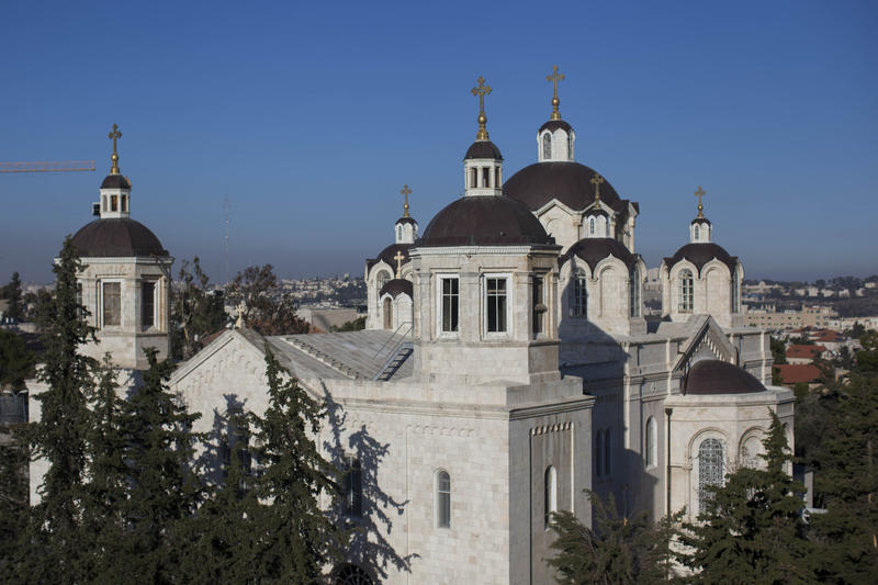A view The Holy Trinity church in the Russian Compound in Jerusalem on December 22, 2013. Photo by Yonatan Sindel/Flash90