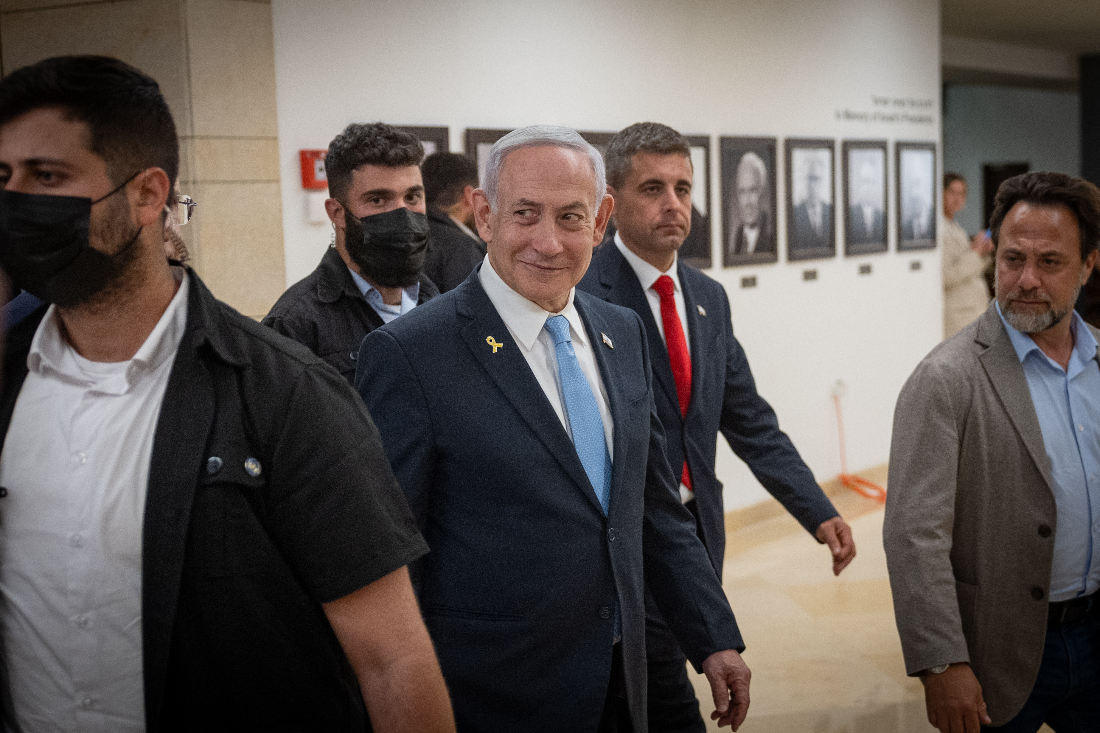 Israeli Prime Minister Benjamin Netanyahu seen outside his office at the Knesset, Israel's parliament in Jerusalem on June 11, 2025. Photo by Chaim Goldberg/Flash90