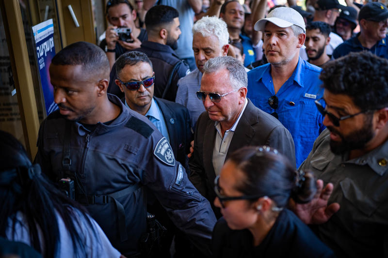 United States Special Envoy to the Middle East Steve Witkoff visits at “Hostage Square” in Tel Aviv, August 2, 2025. Photo by Erik Marmor/Flash90