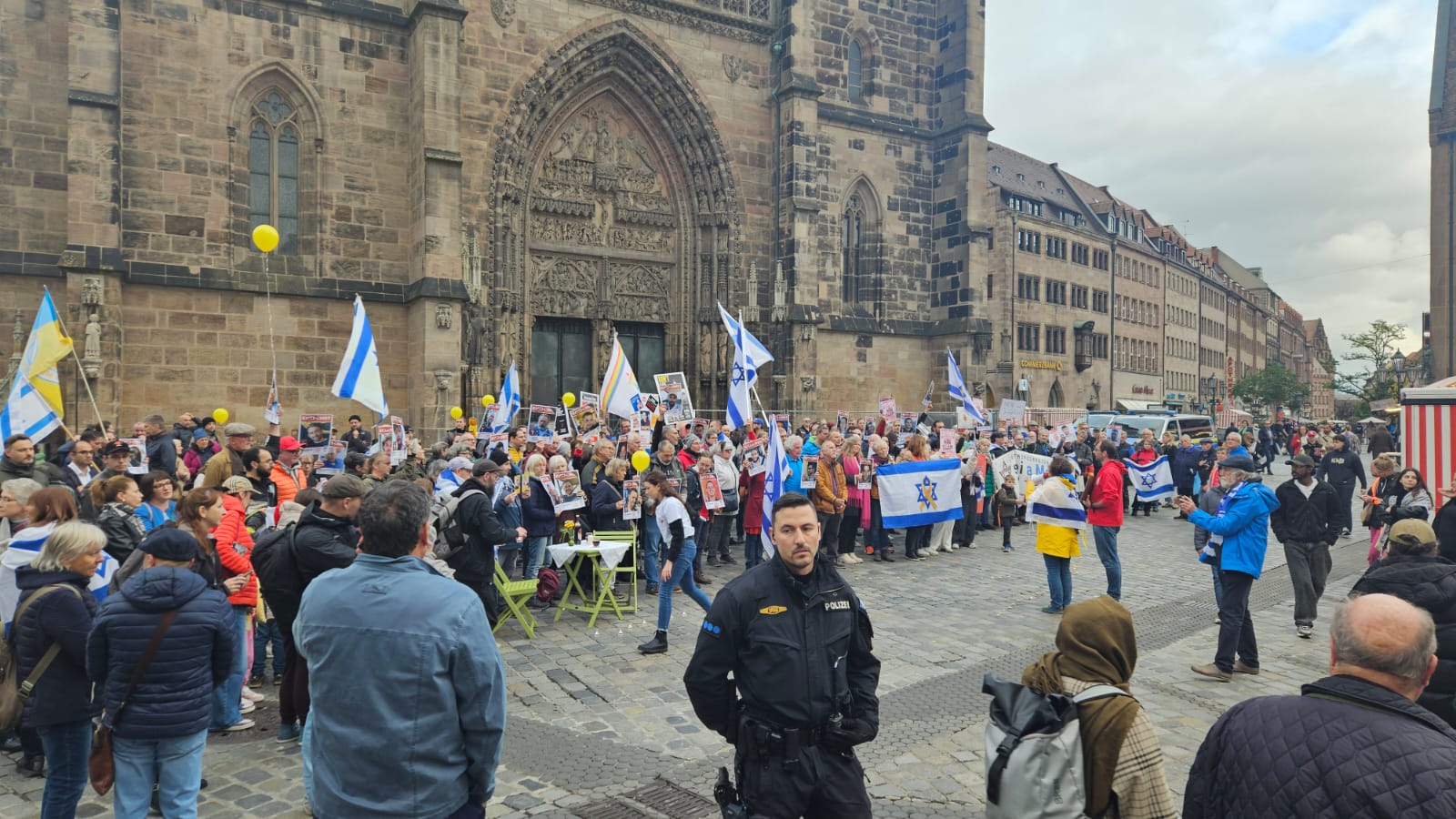 Crowd marks the second anniversary of the October 7 massacre in the southern German city of Nuremberg, Germany, on October 7, 2025 (Photo: AIN Staff)